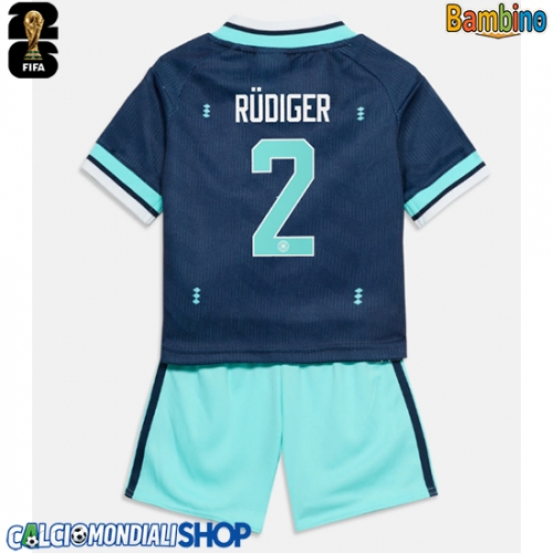 Maglie da calcio Germania Antonio Rudiger #2 Seconda Maglia Bambino Mondiali 2026  Manica Corta + Pantaloni corti)